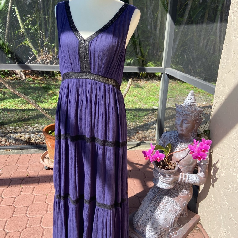 Ella Moss navy with black trim maxi dress (large) - Picture 9 of 15
